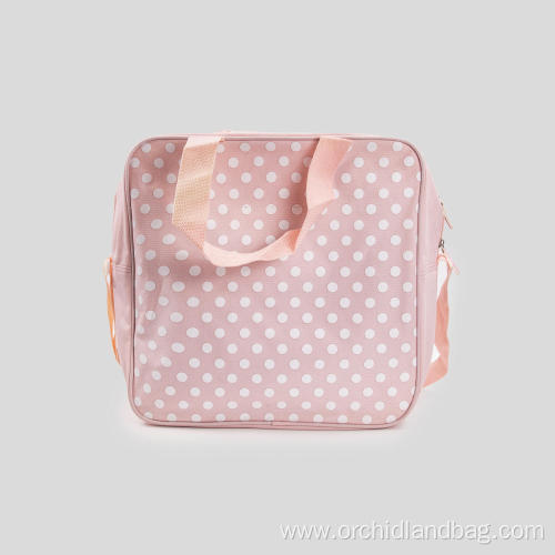 Pink Polka Dot Large Capacity Lunch Bag